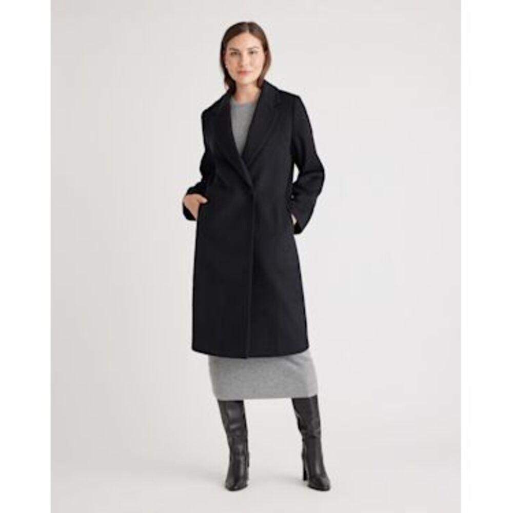 Quince Italian Wool Classic Single-Breasted Coat Black Outerwear S